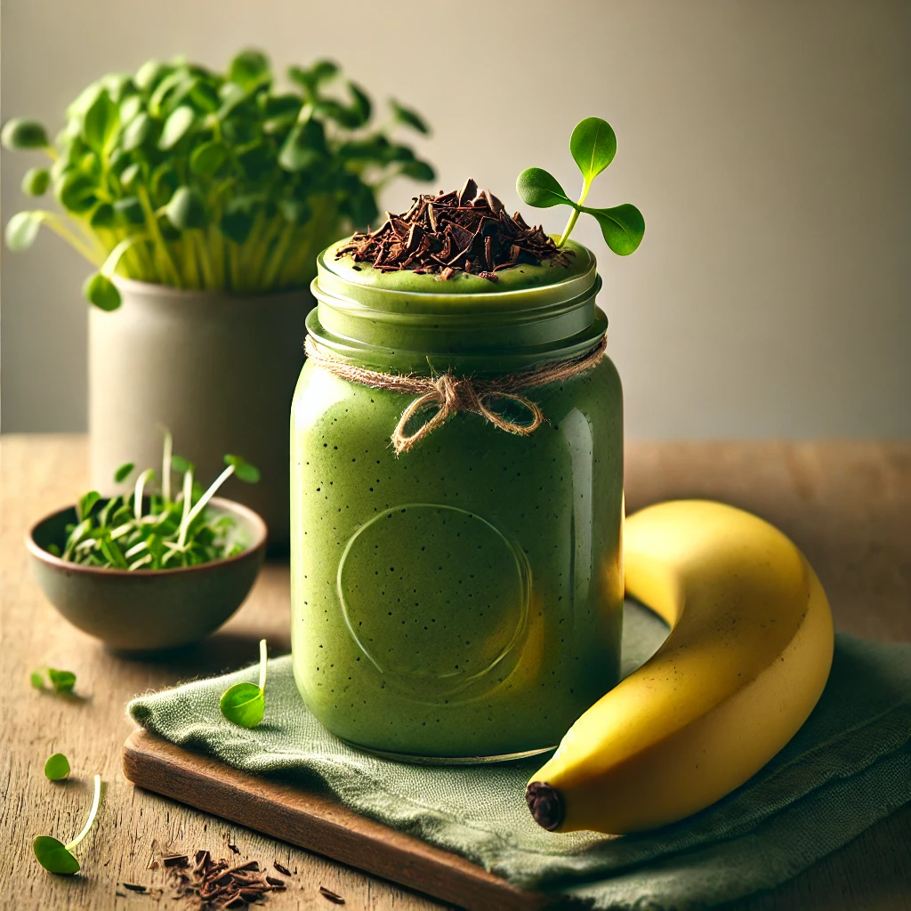 Smoothie verde con microgreens de girasol